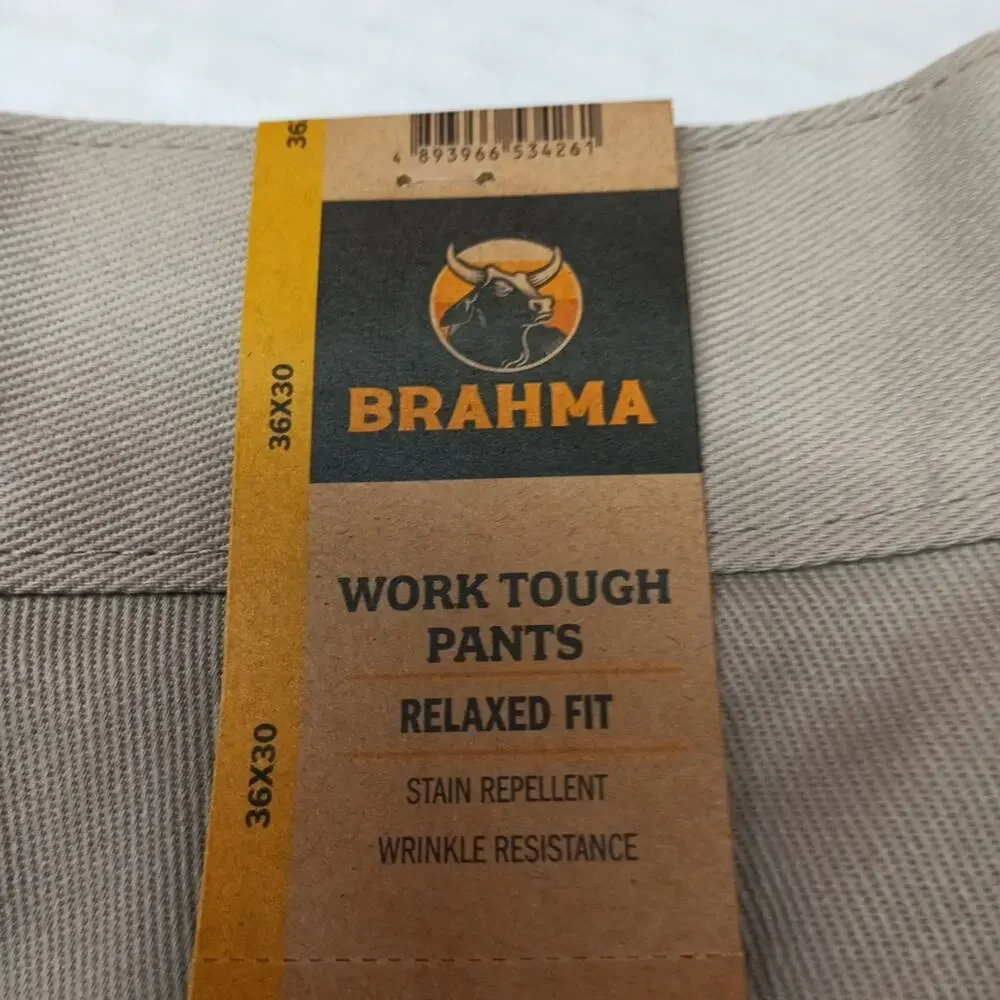Brahma Men's Work Tough Pants Size 36x30 Sandy Taupe Fit‎